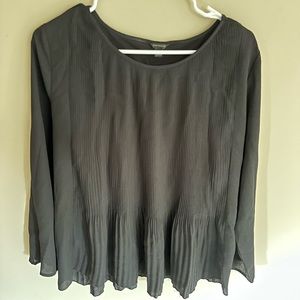 Ann Taylor Black Pleated Blouse Size L